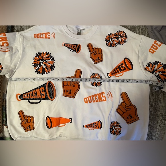 Queen of Sparkles - Orange & White Cheer Sweatshirt - XL - NWOT - Picture 9 of 9